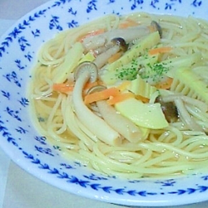 たけのこときのこのスープパスタ